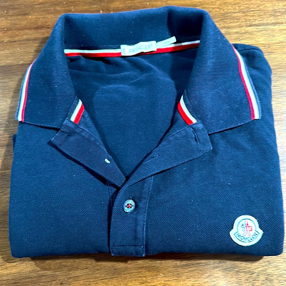 Real authentic navy blue moncler polo shirt